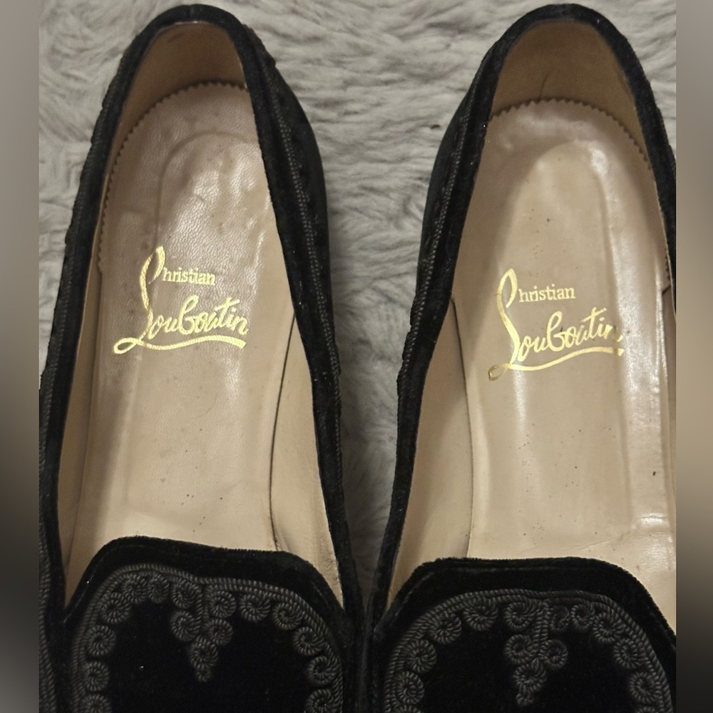 π₯Christian Louboutin Black Velvet Loafers Sz 38.5EU - Picture 13 of 13